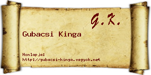 Gubacsi Kinga névjegykártya